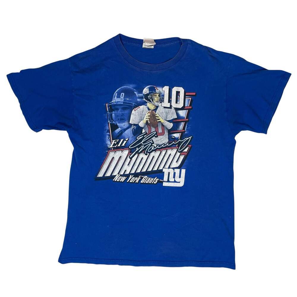 Eli Manning NY Giants T Shirt Mens Large Blue NFL Graphic Tee
